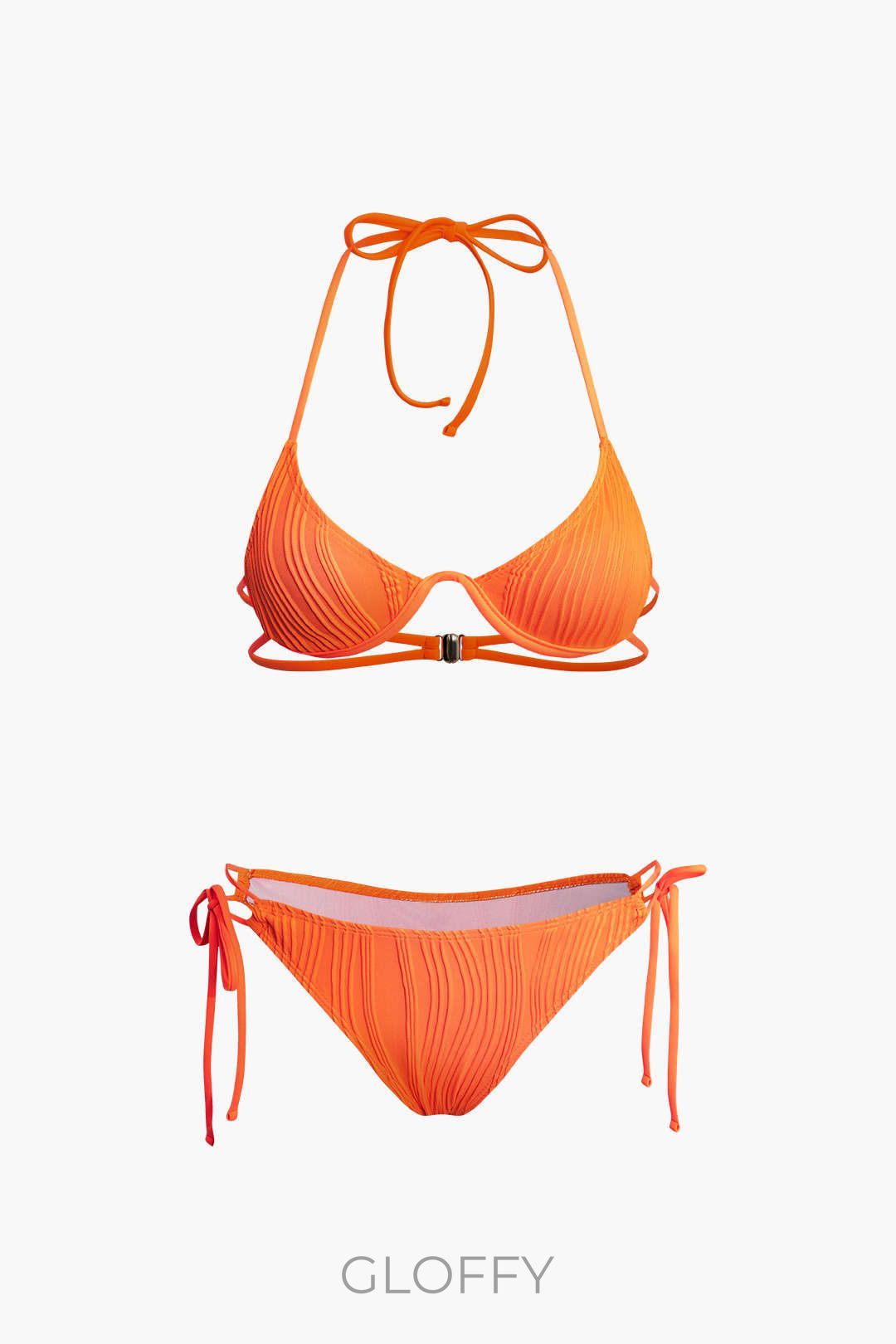 Dantelli Kravatlı Halter Bikini Seti