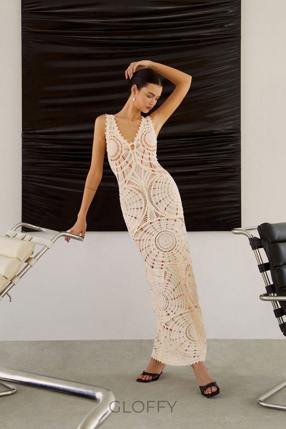 Ethel Cut-out Tığ İşi Uzun Elbise