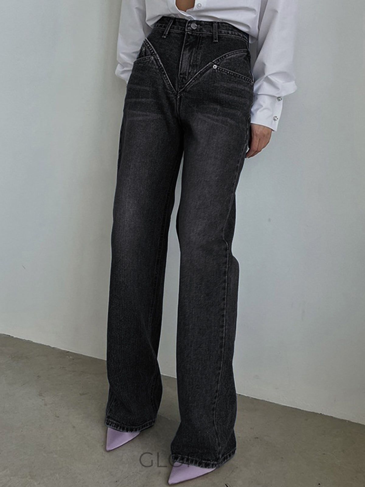 Eliza Vintage Eskitme Düz Paça Denim Jeans