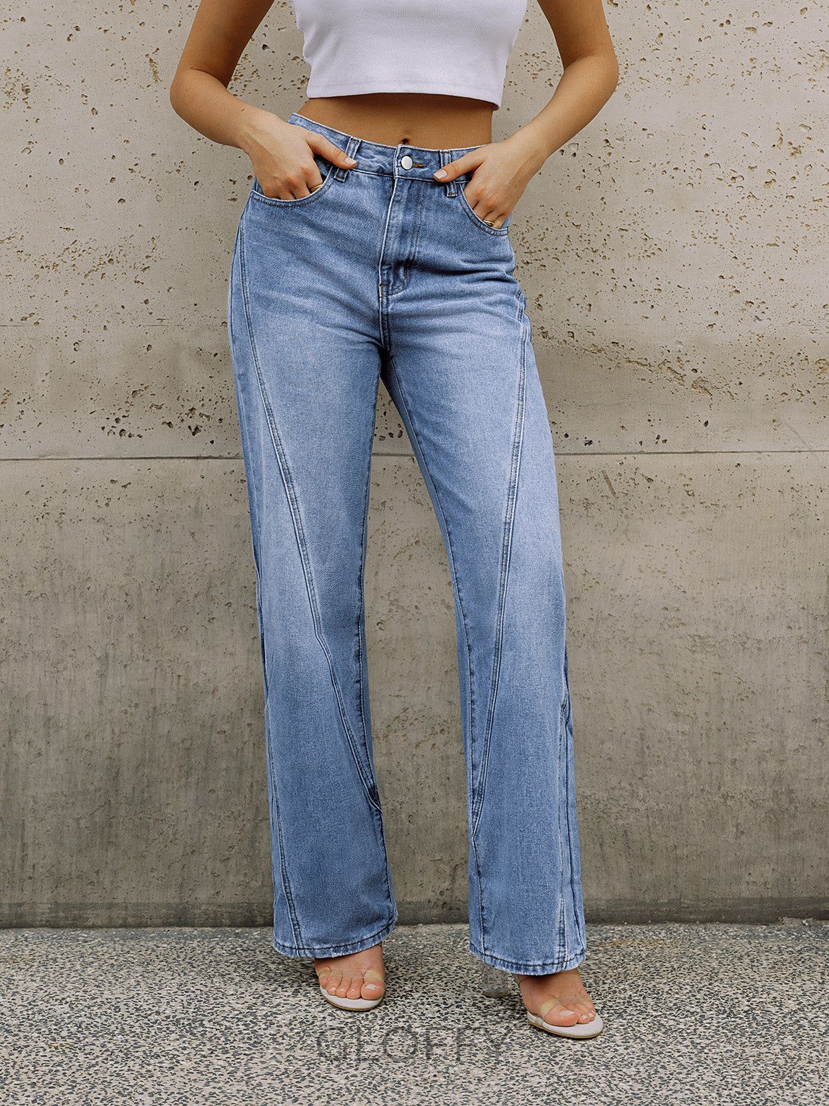 Luciana Vintage Düz Paça Denim Jeans