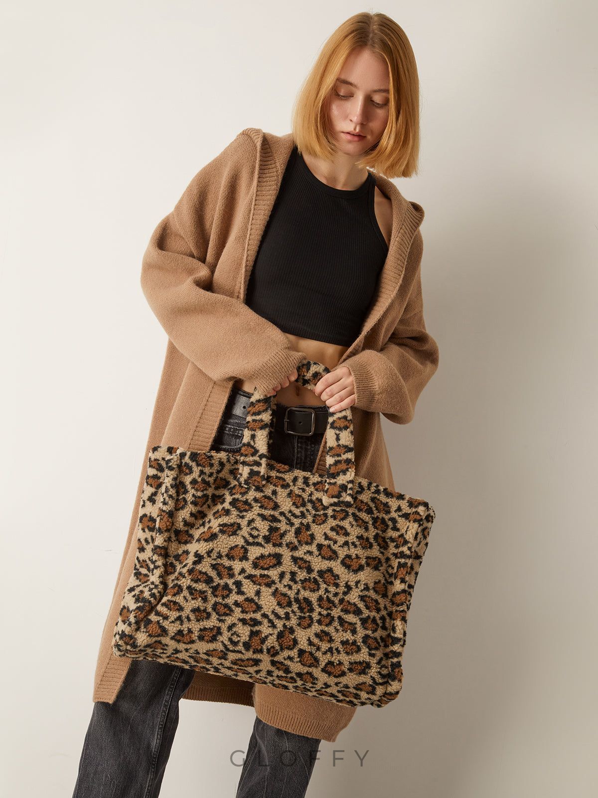 Leopar Baskılı Bulanık Omuz Çantası