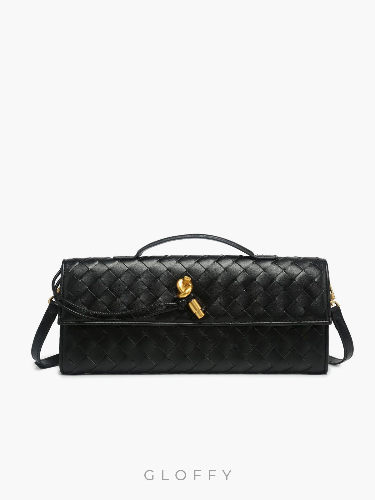 İki Yönlü Örgü Kapaklı Clutch Omuz Çantası