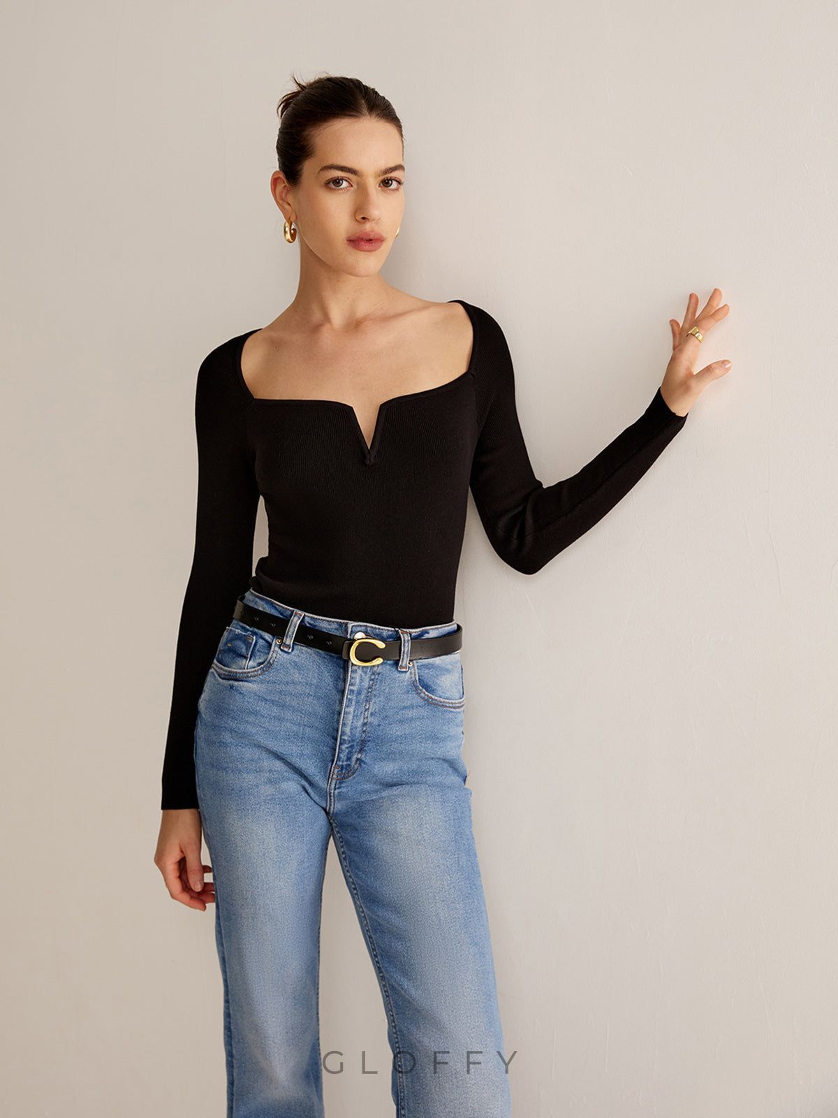 Luna Kare Yaka Slim Fit Triko Üst