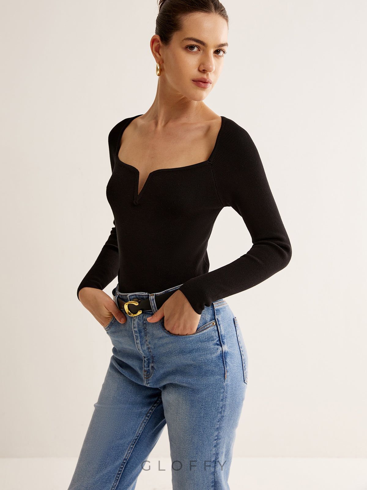 Luna Kare Yaka Slim Fit Triko Üst