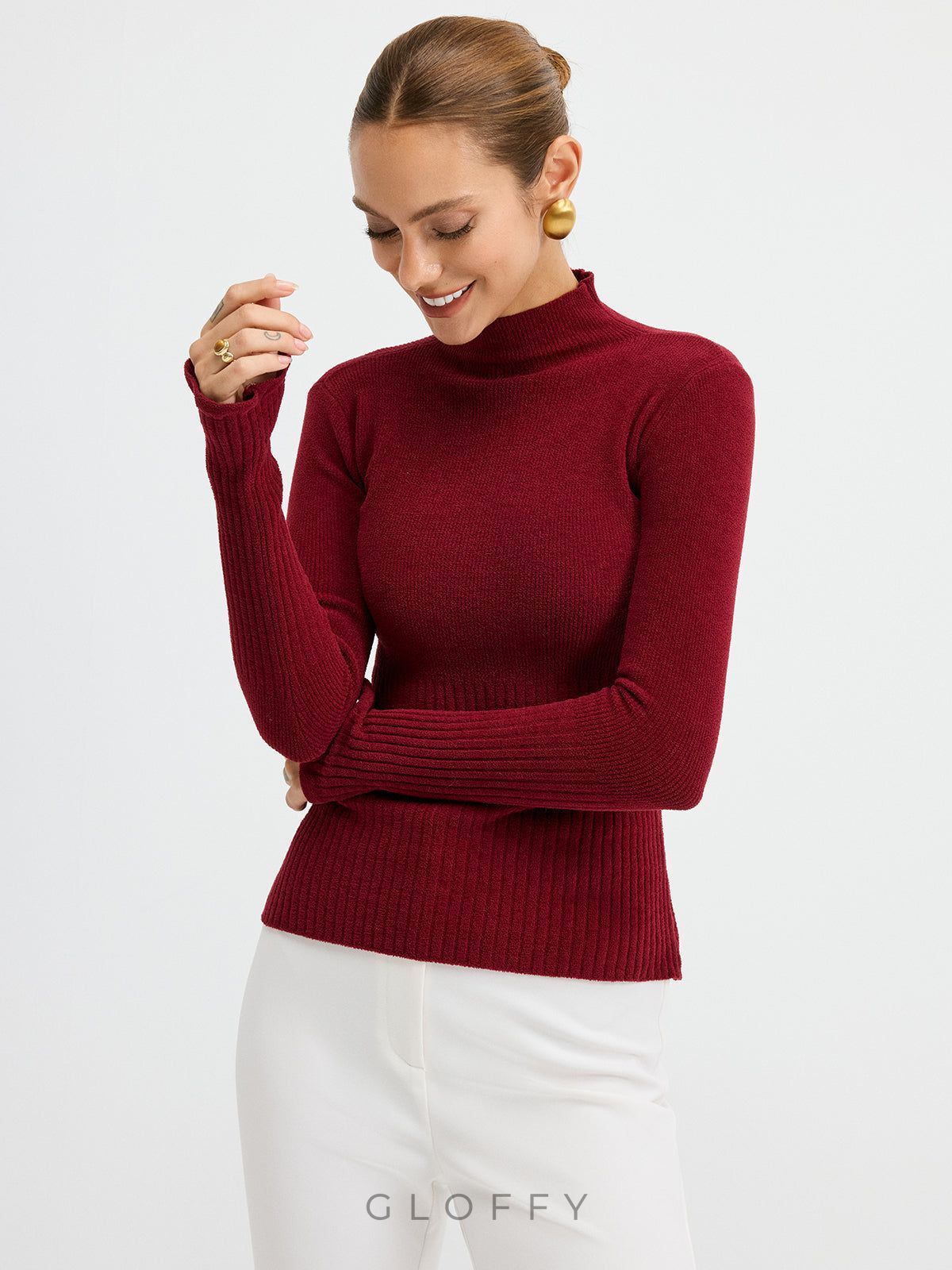 Slim Fit Yarım Balıkçı Yaka Ribana Kazak