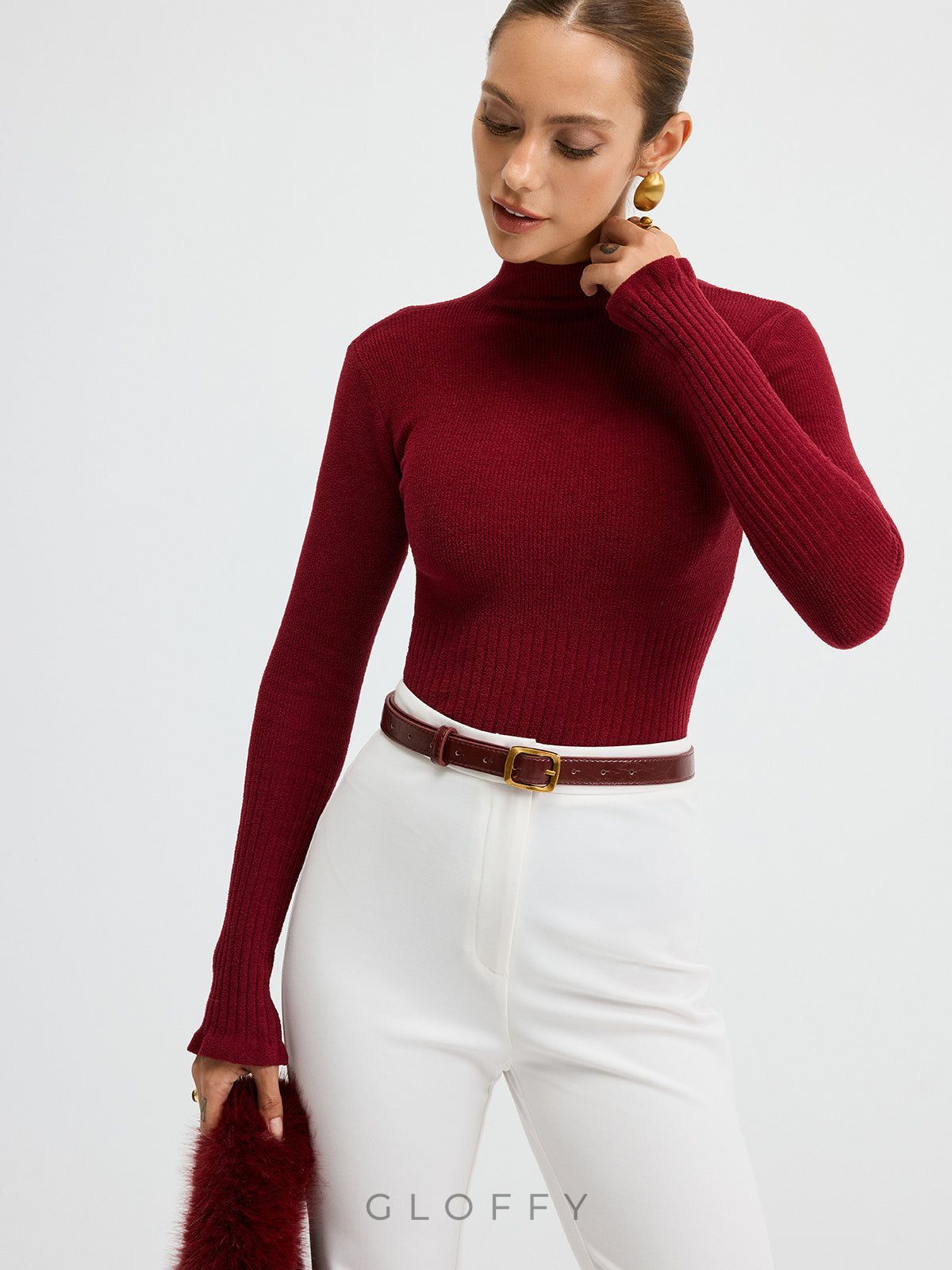 Slim Fit Yarım Balıkçı Yaka Ribana Kazak