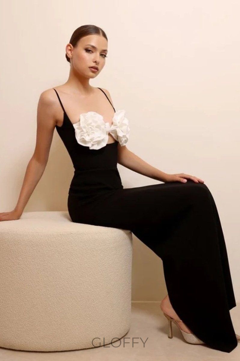 Emily Çiçek Detaylı Slip Maxi Elbise