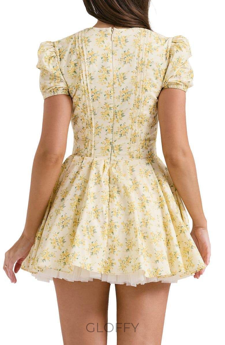 Emily Çiçekli Korse Mini Elbise
