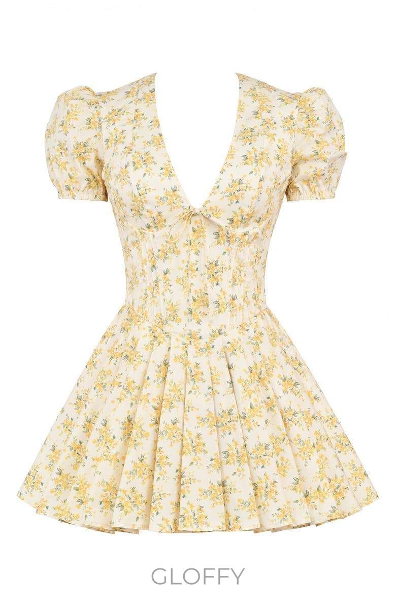 Emily Çiçekli Korse Mini Elbise