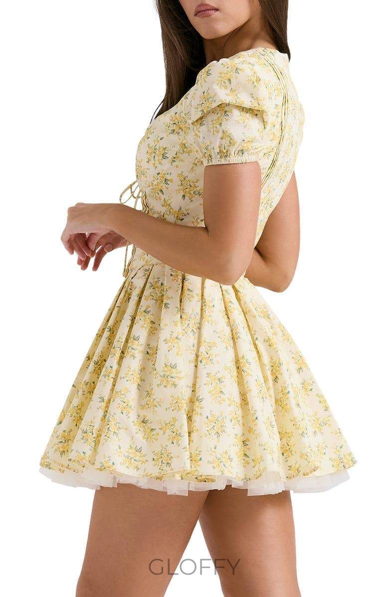 Emily Çiçekli Korse Mini Elbise