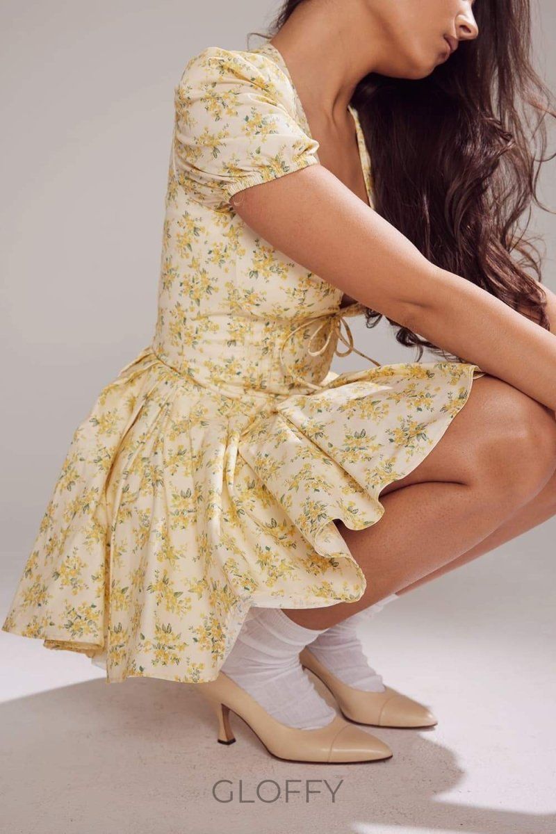 Emily Çiçekli Korse Mini Elbise