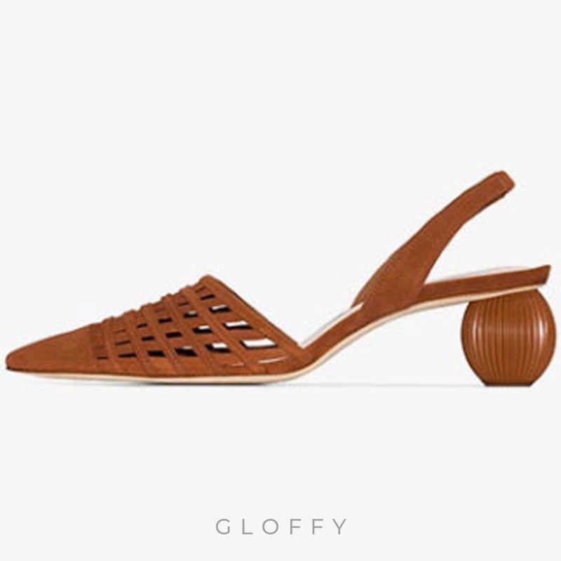 Aria Örgü Detaylı Slingback Topuklu Ayakkabı