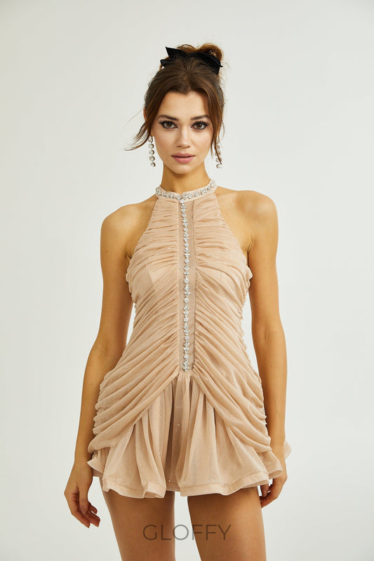 Seraphina Kristal Detaylı Mini Elbise