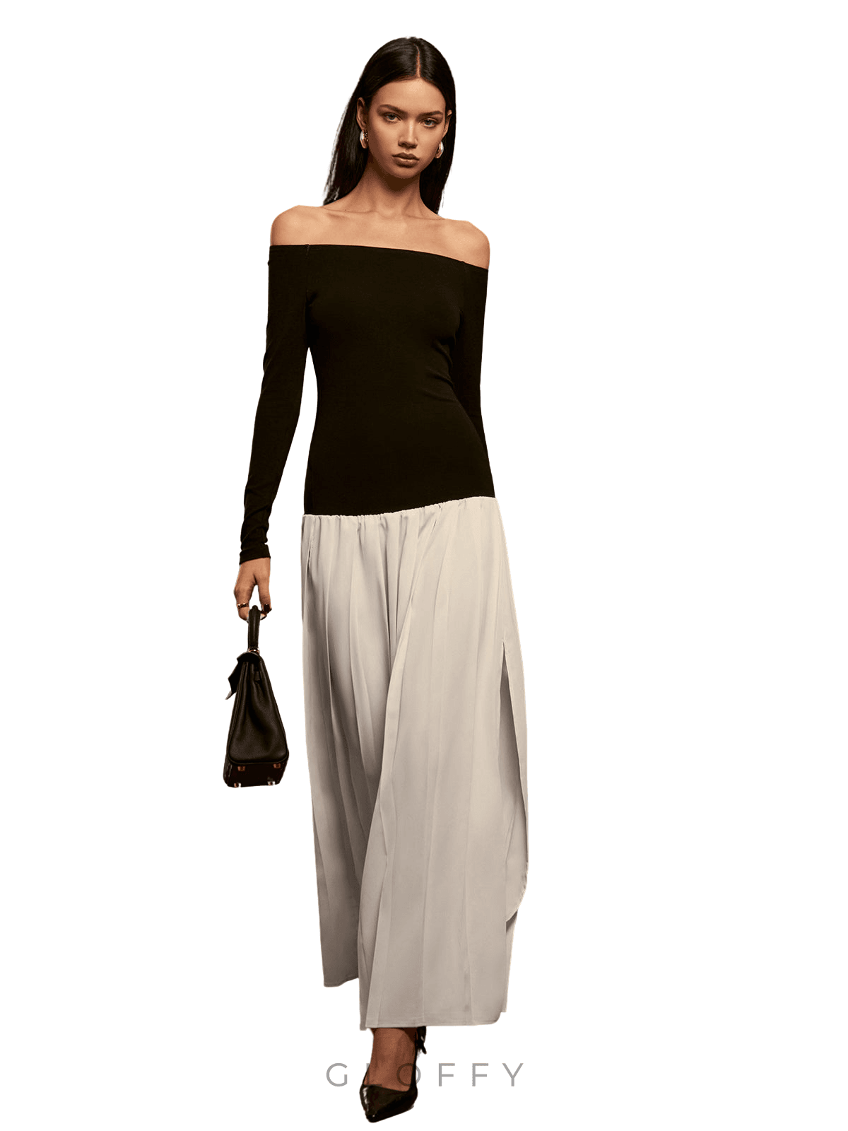 Amaris İki Renkli Maxi Elbise