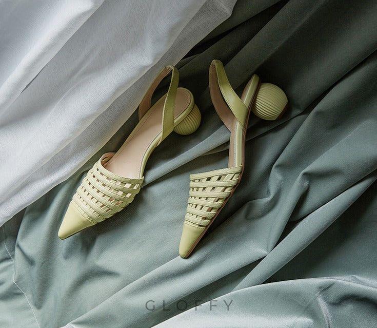 Aria Örgü Detaylı Slingback Topuklu Ayakkabı