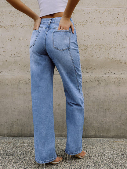 Luciana Vintage Düz Paça Denim Jeans