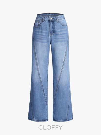 Luciana Vintage Düz Paça Denim Jeans