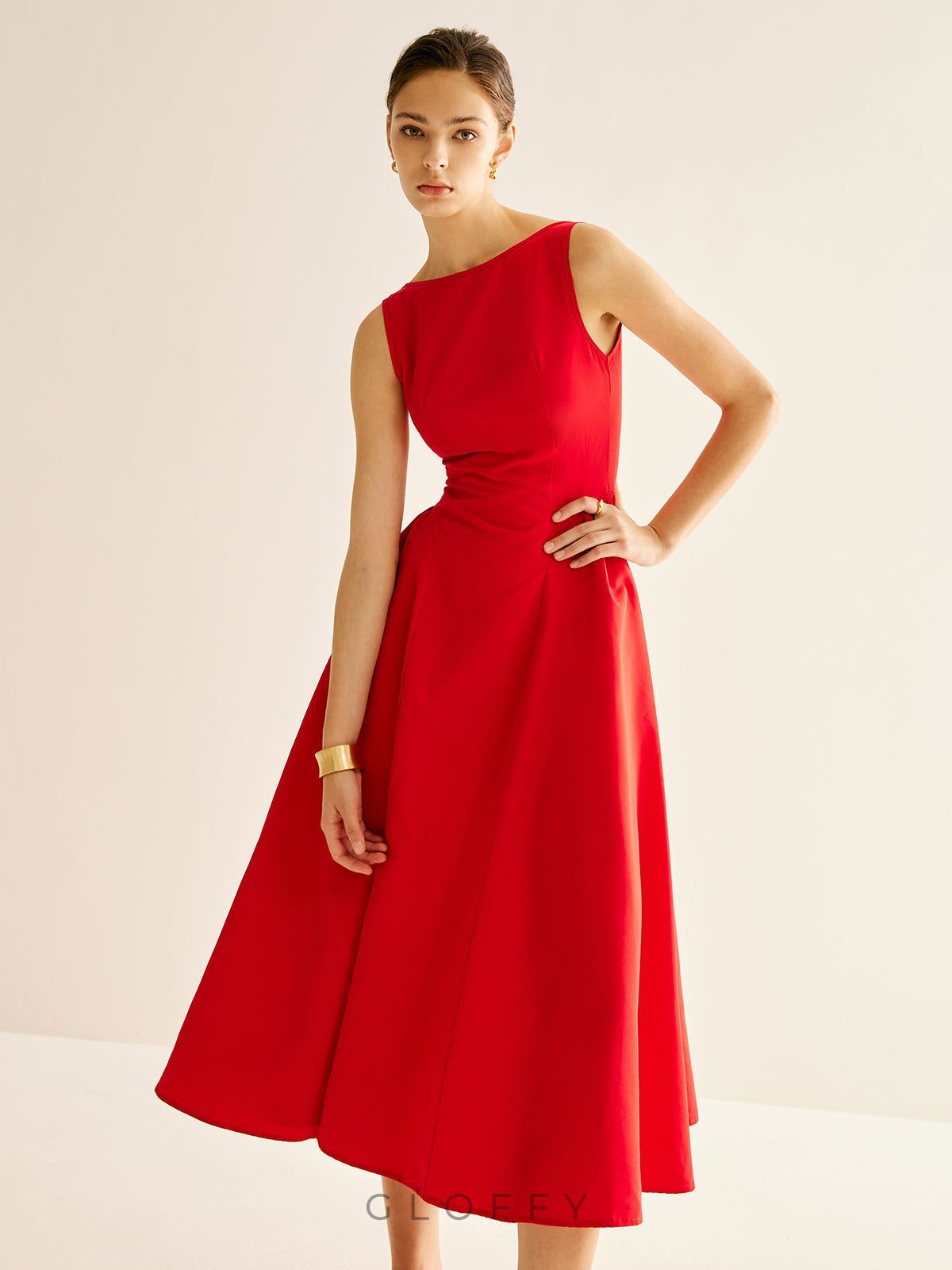 Elowen Zarif Drapeli Midi Elbise