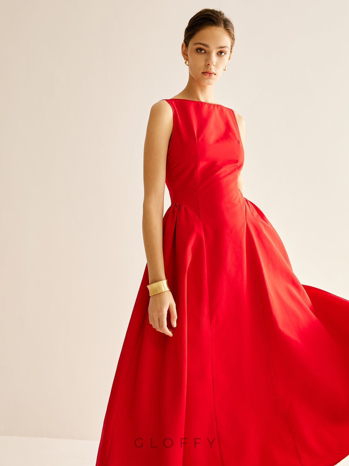 Elowen Zarif Drapeli Midi Elbise