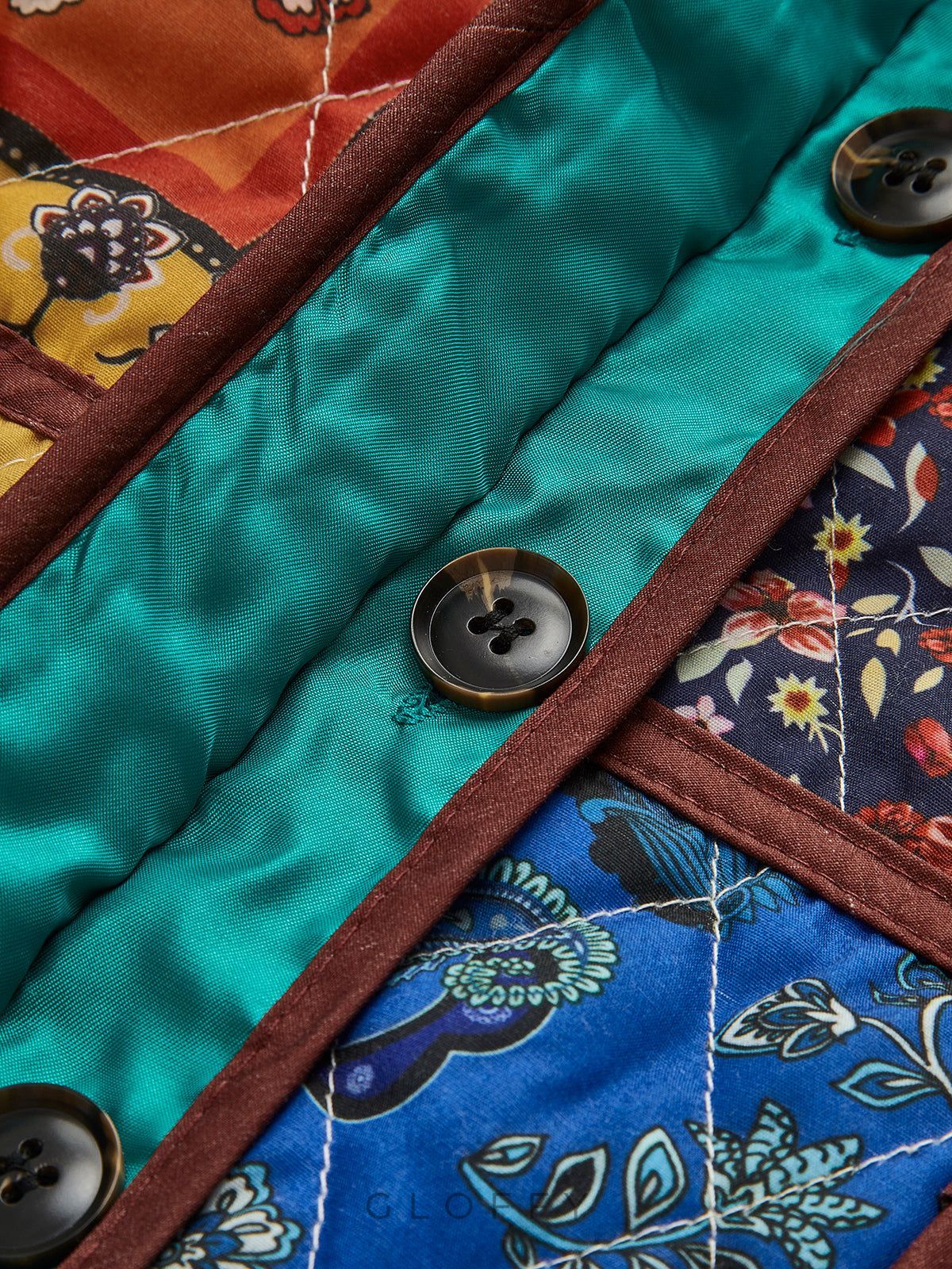 Çok Renkli Baskılı Cepli Kış Palto