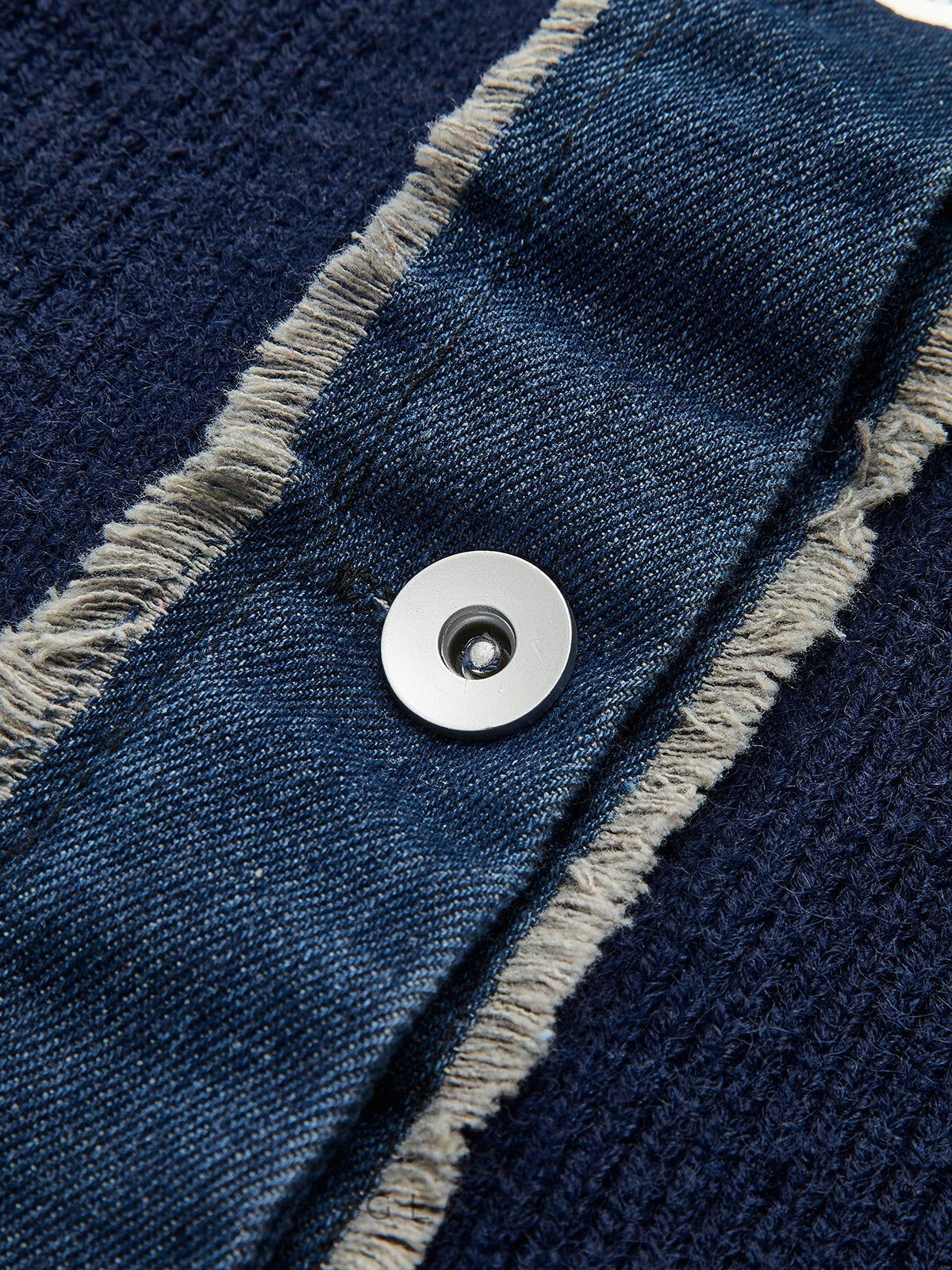 Pencere Yaka Esnek Düğmeli Triko Üst