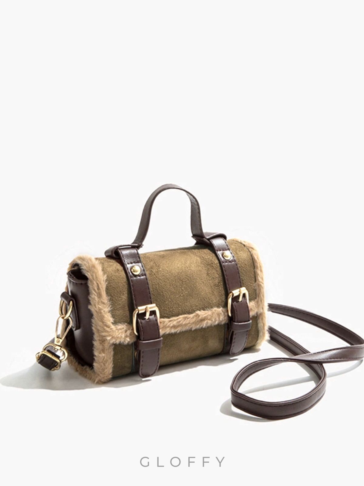 Lambswool Peluş Toka Flap Crossbody Çanta