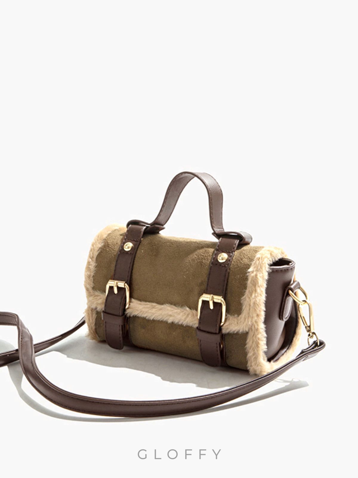 Lambswool Peluş Toka Flap Crossbody Çanta