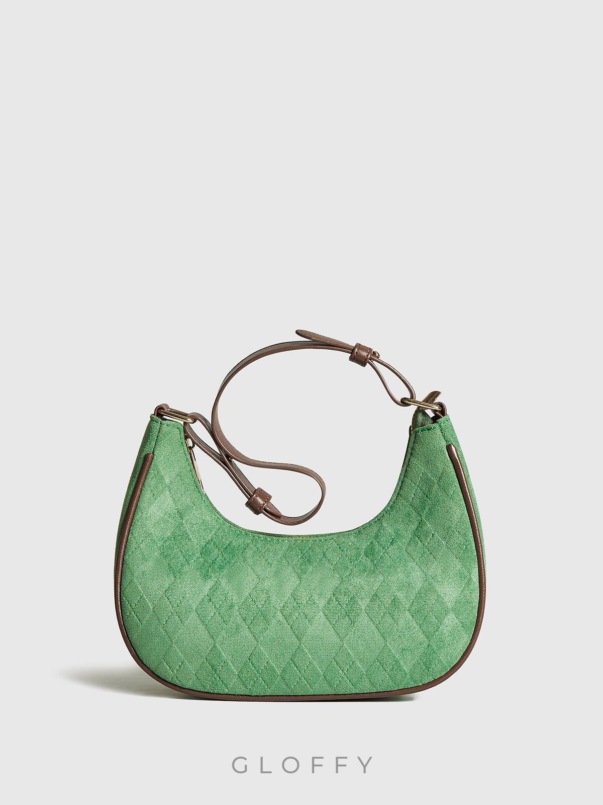 Ayarlanabilir Askılı Rhombic Desenli Hilal Çanta