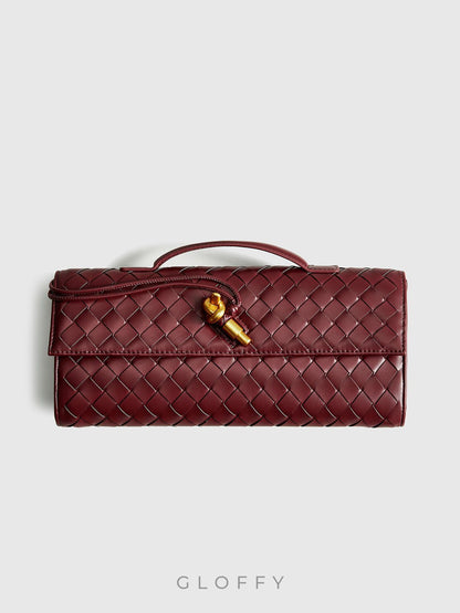 İki Yönlü Örgü Kapaklı Clutch Omuz Çantası