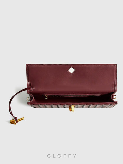 İki Yönlü Örgü Kapaklı Clutch Omuz Çantası