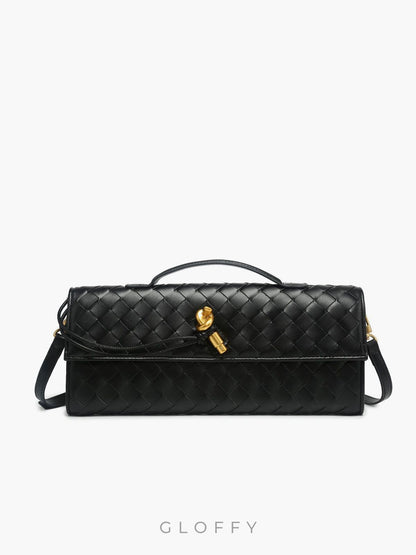 İki Yönlü Örgü Kapaklı Clutch Omuz Çantası