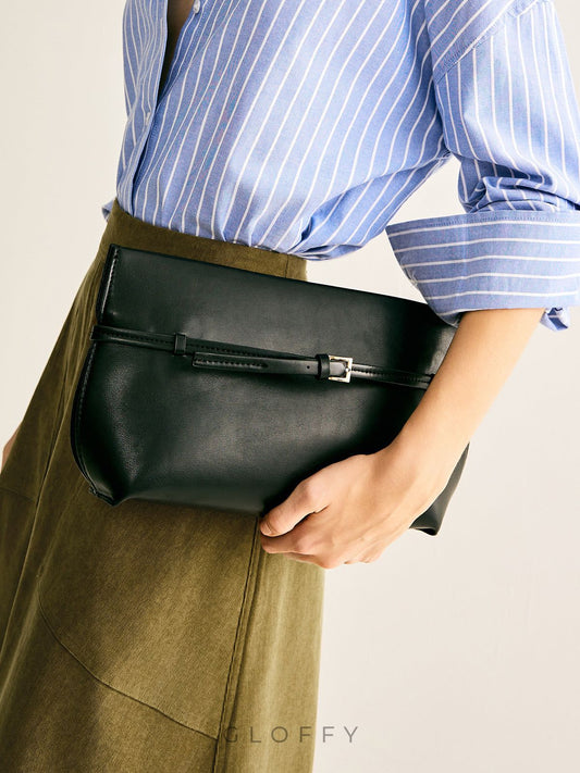 Kemer Dekor Bölmeli Clutch Çanta