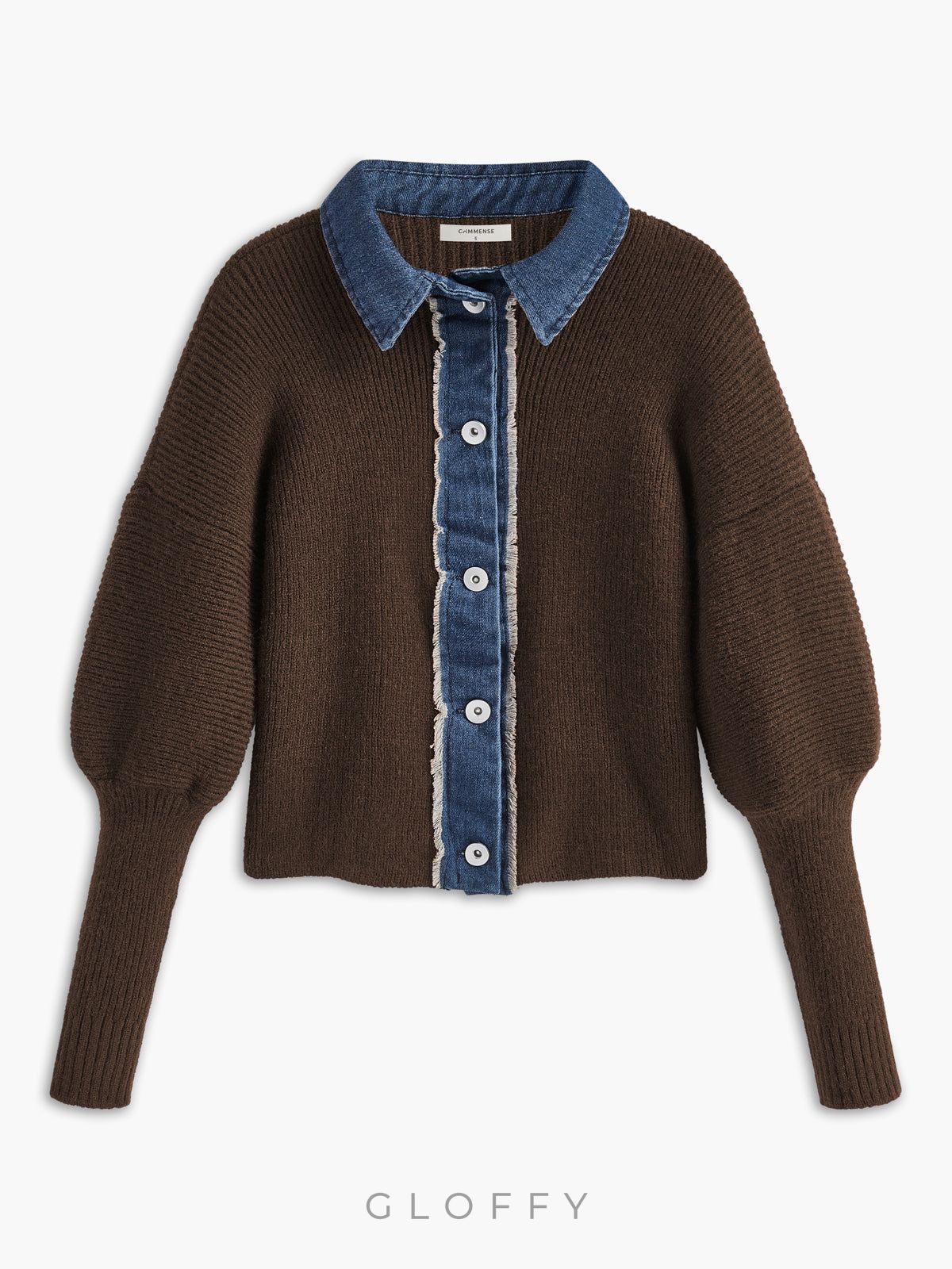 Pencere Yaka Esnek Düğmeli Triko Üst