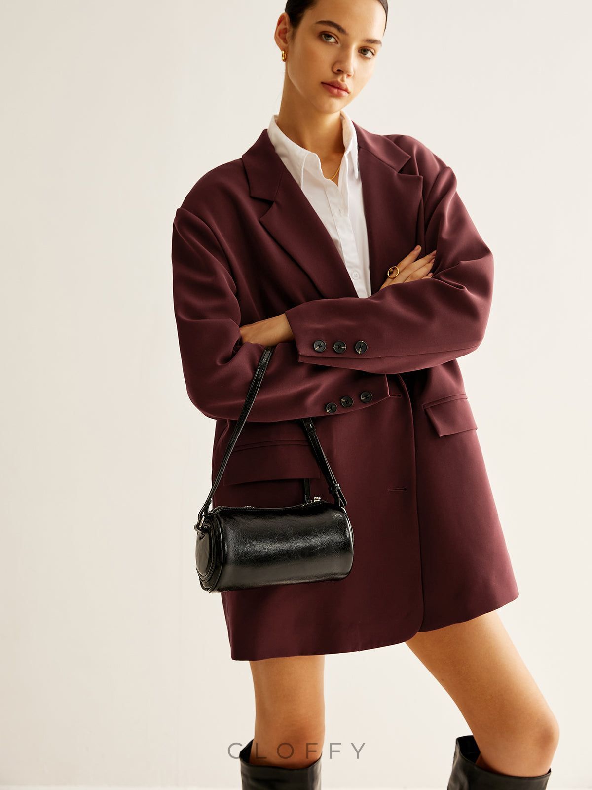 Silindir Fermuarlı Bowling Omuz Çantası