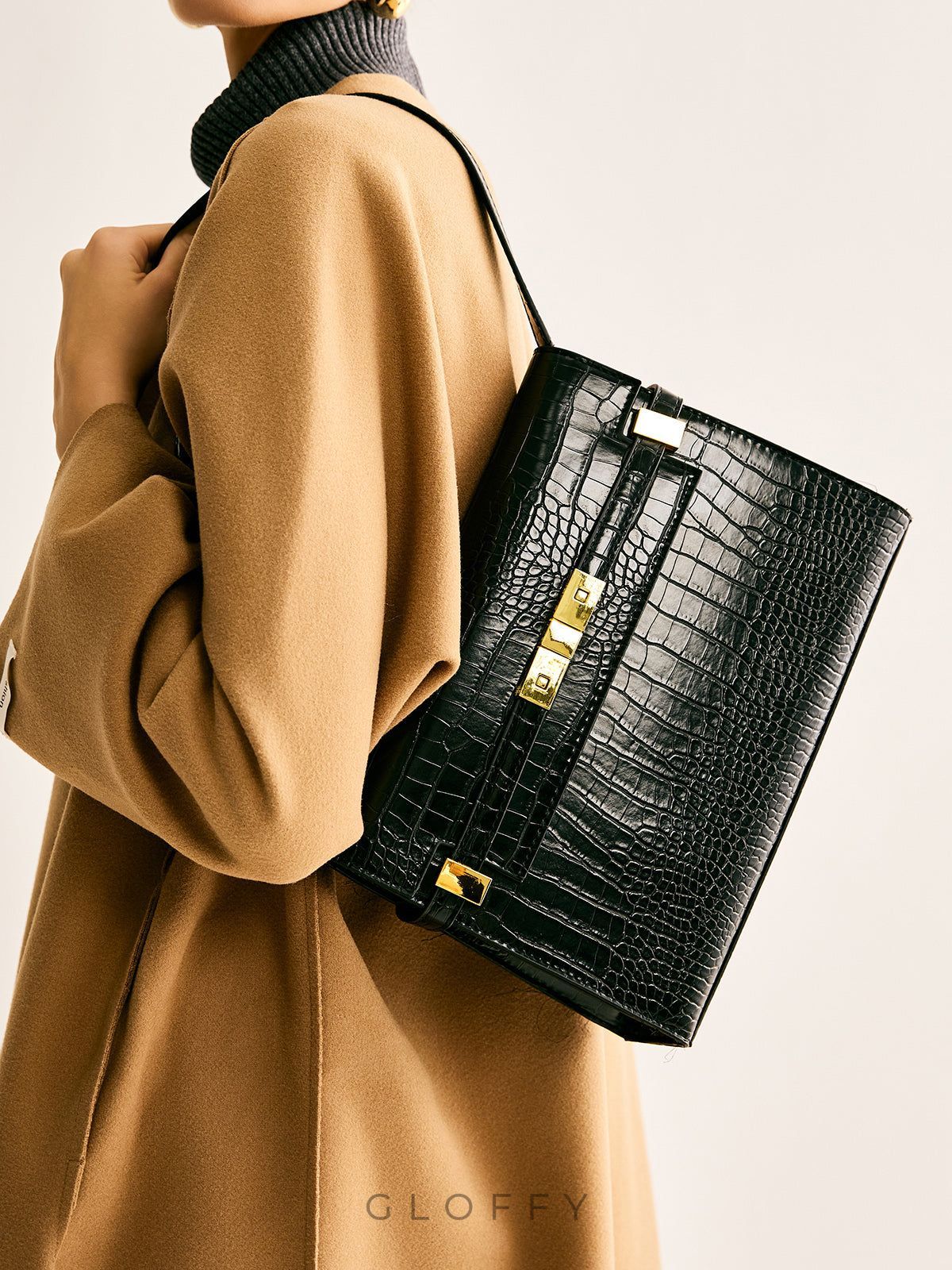 Timsah Kabartmalı Omuz Tofu Çantası