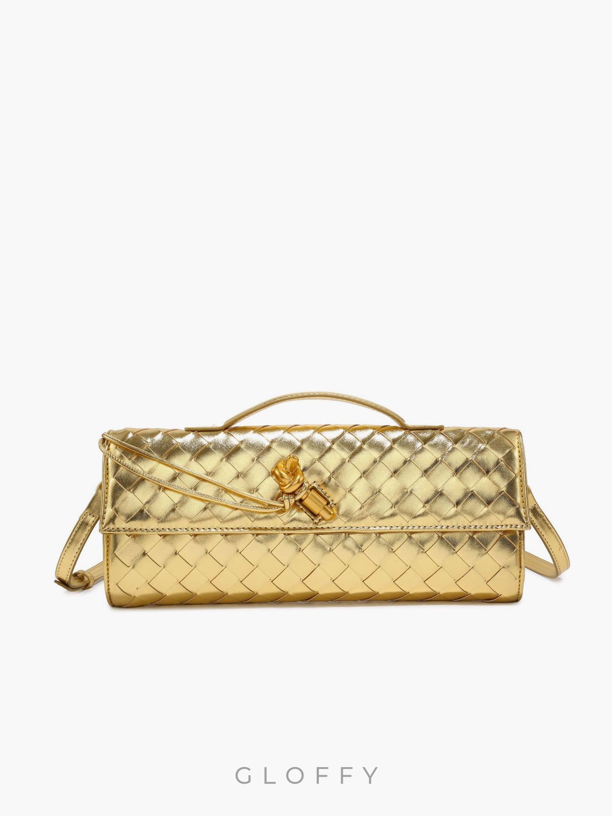 İki Yönlü Örgü Kapaklı Clutch Omuz Çantası