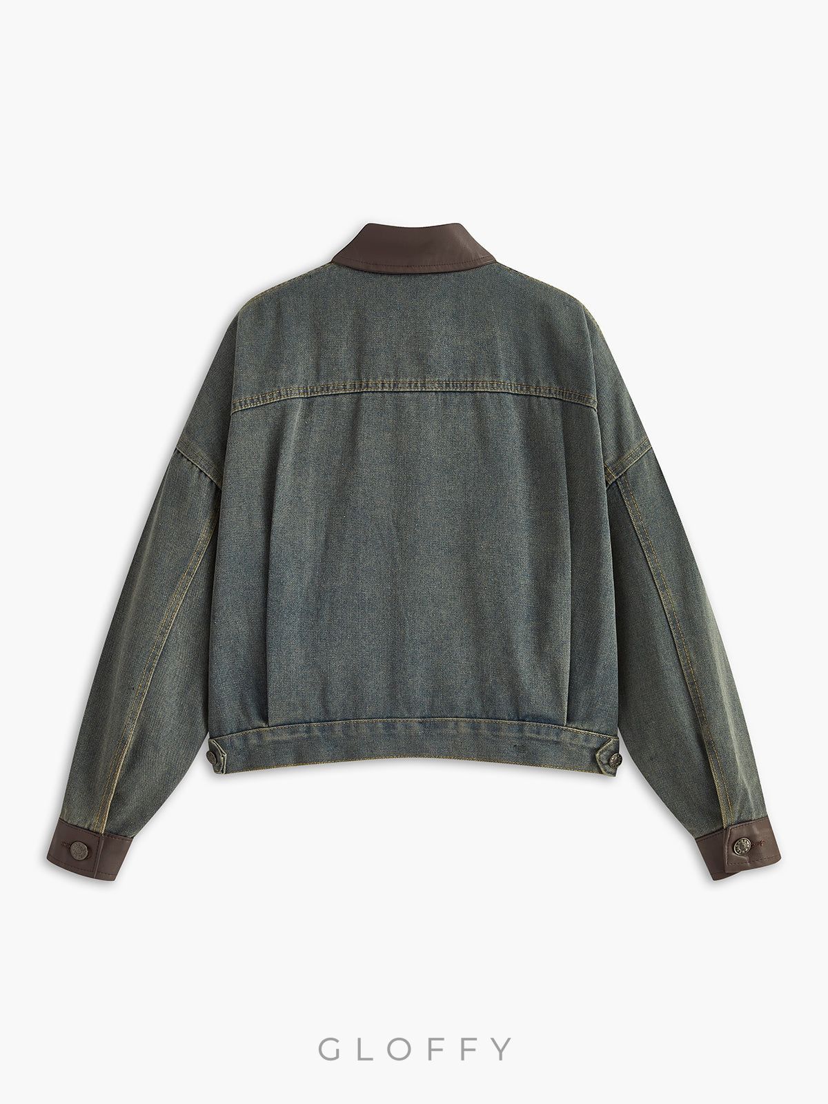 Vintage Kontrast Süslü Yaka Denim Ceket