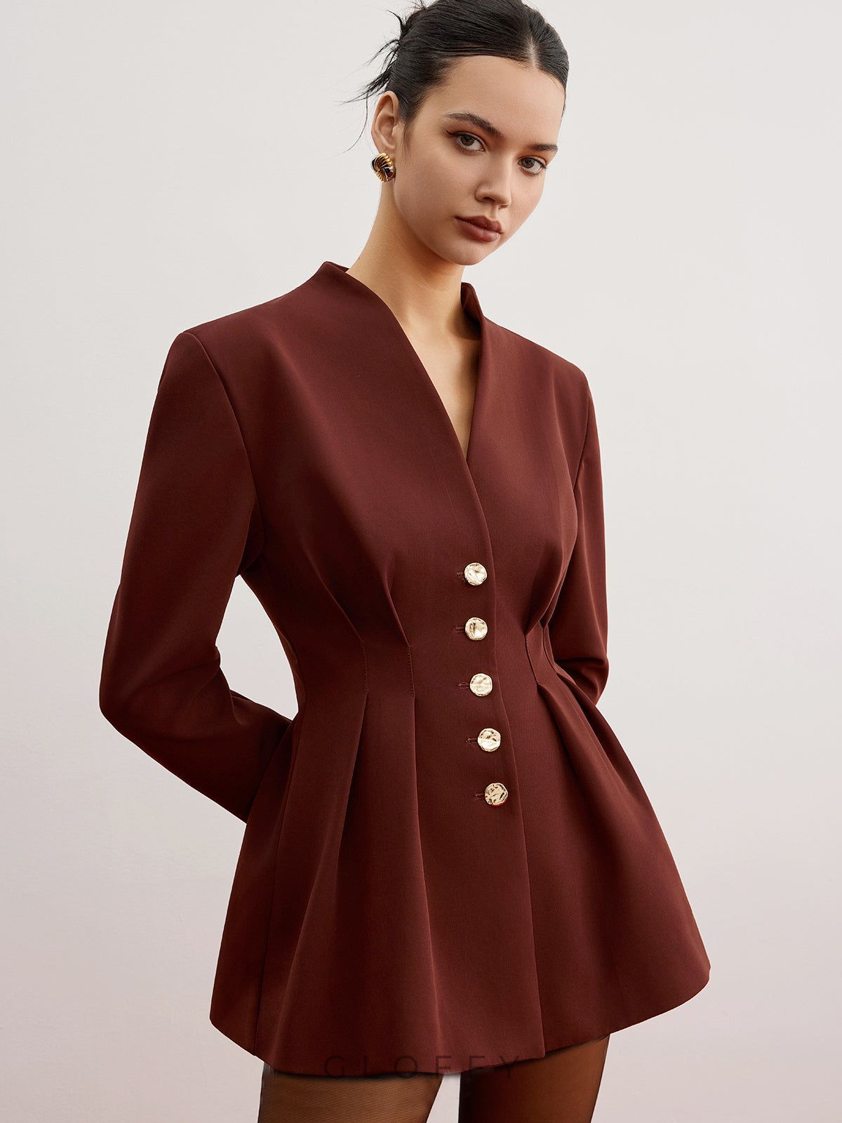 Pileli Büzgülü Vatkalı Blazer