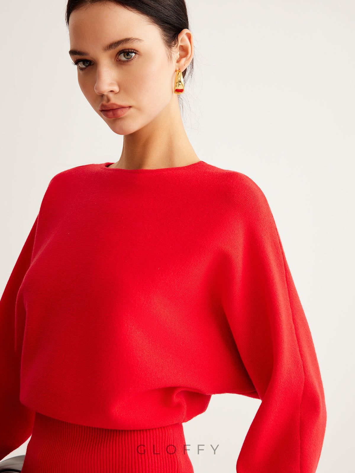 Oversize Fit Triko Kazak – Kırmızı