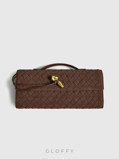 Kapaklı Süet Clutch Çanta