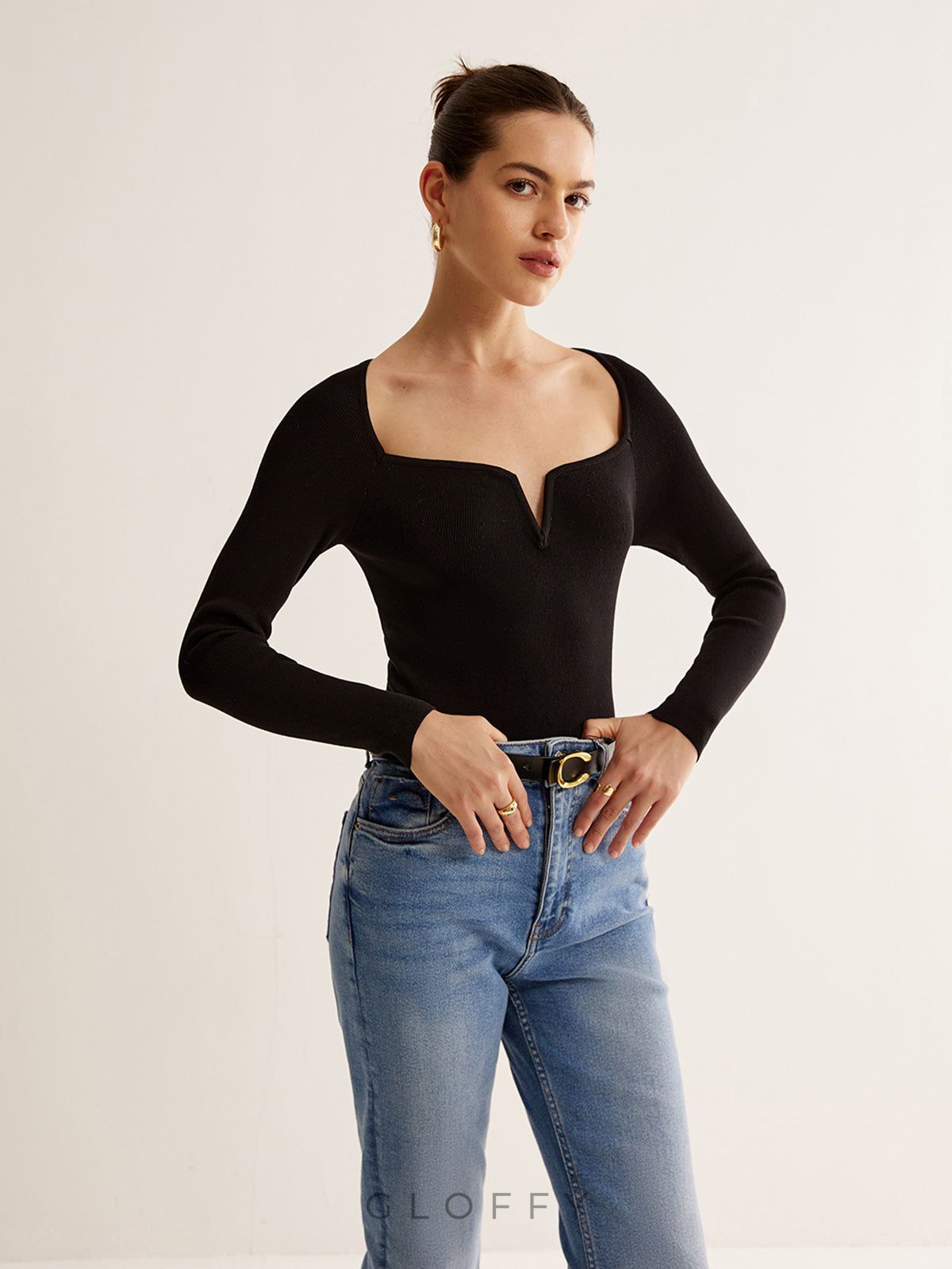 Luna Kare Yaka Slim Fit Triko Üst