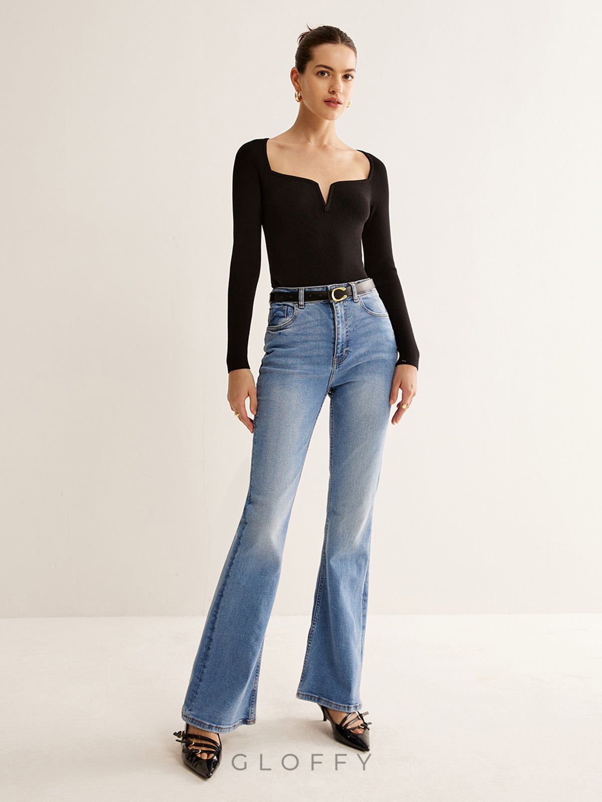 Luna Kare Yaka Slim Fit Triko Üst