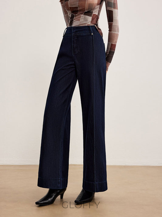 Elena Düz Şerit Detaylı Denim Jeans