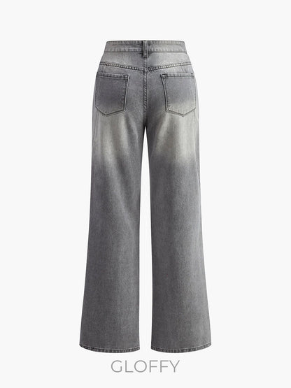 Luciana Vintage Düz Paça Denim Jeans