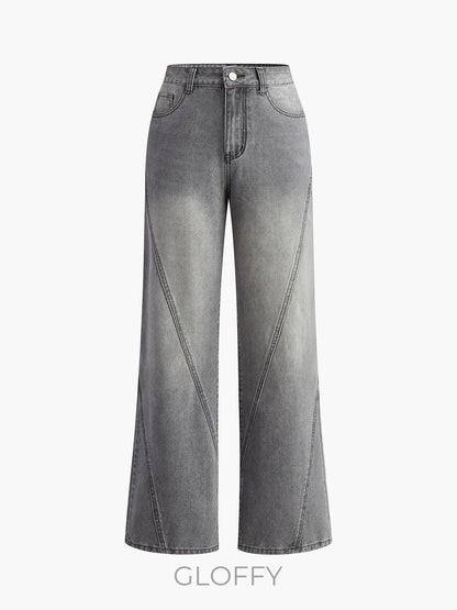 Luciana Vintage Düz Paça Denim Jeans