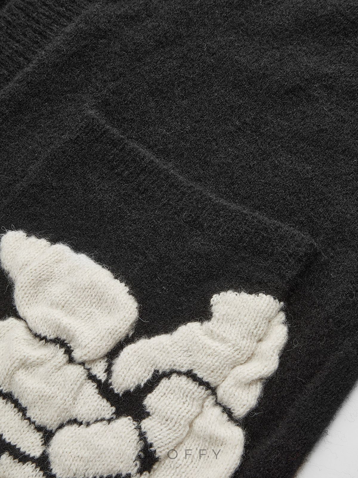 Aurevina Yün Dokulu Floral Triko Hırka