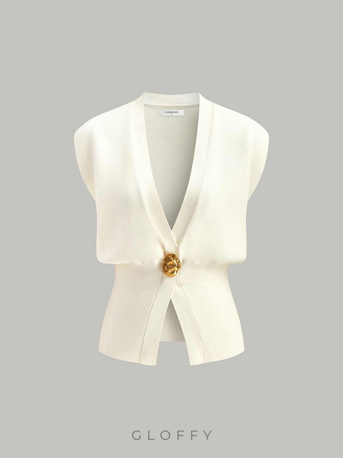 V Yaka Tek Düğmeli Basic Triko Yelek – Siyah