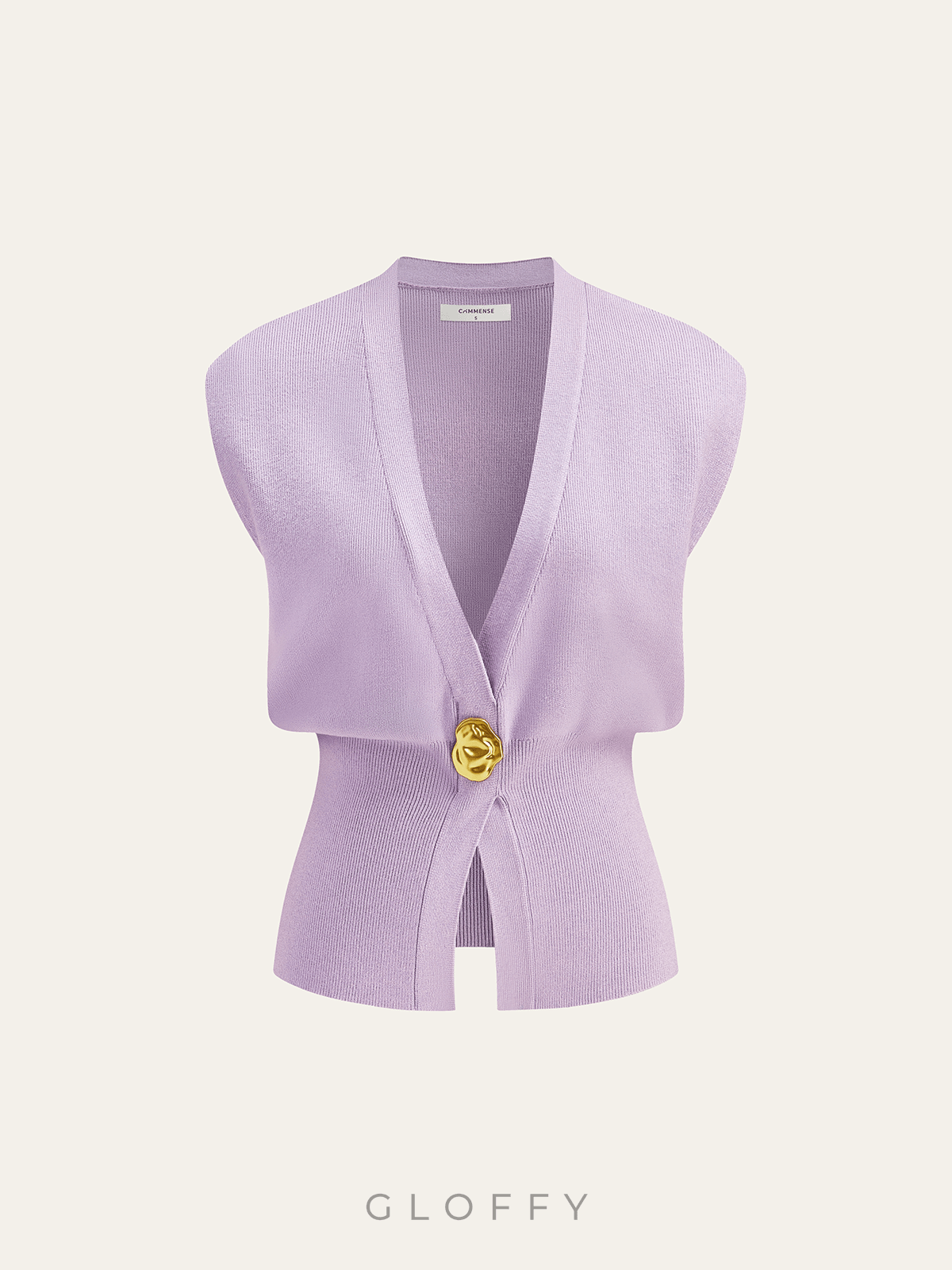 V Yaka Tek Düğmeli Basic Triko Yelek – Siyah