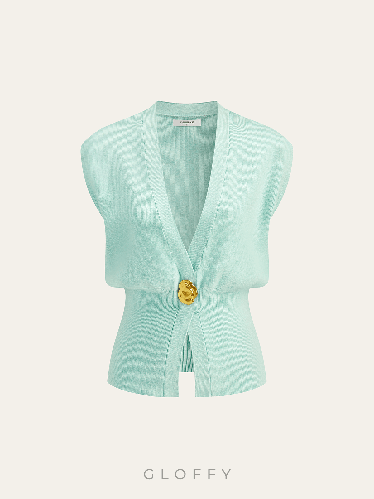 V Yaka Tek Düğmeli Basic Triko Yelek – Siyah