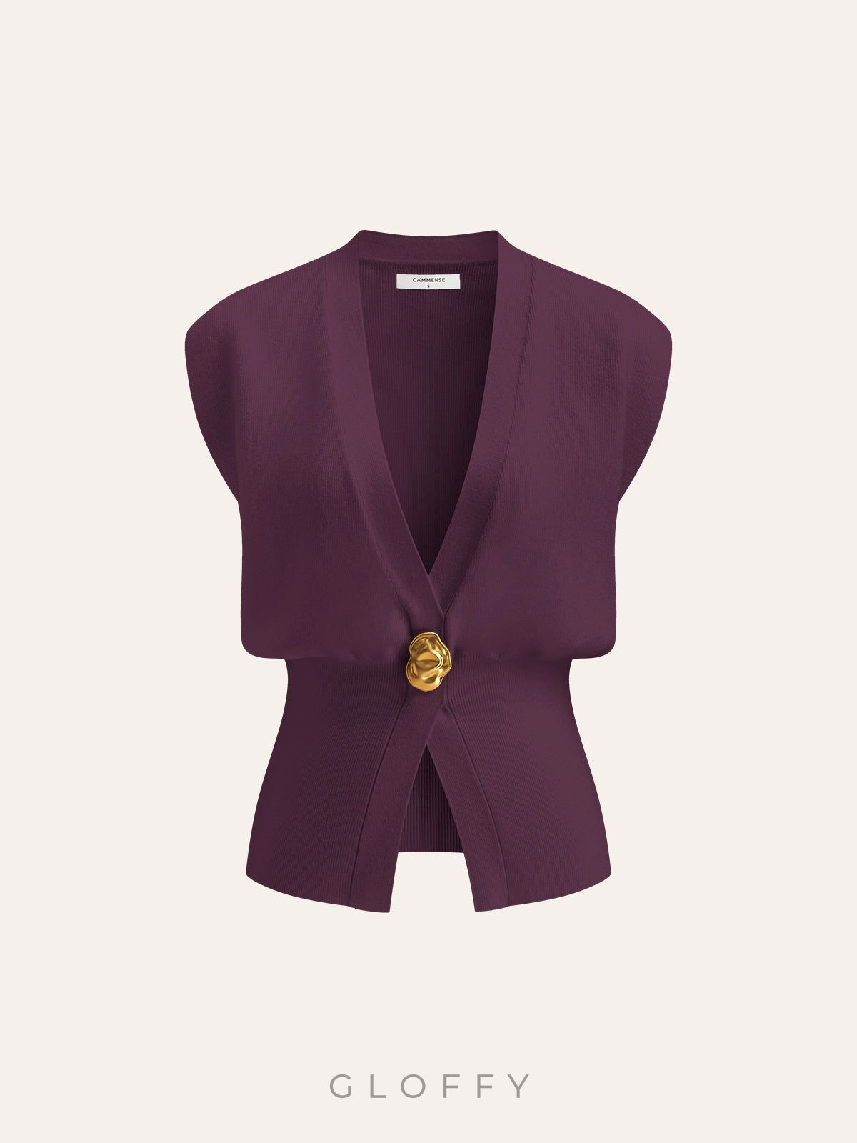 V Yaka Tek Düğmeli Basic Triko Yelek – Siyah